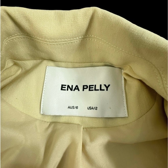 Ena Pelly In Butter Double Breasted Stretch Cotton Blazer sz 2 NWOT Yellow Cream - Picture 8 of 9